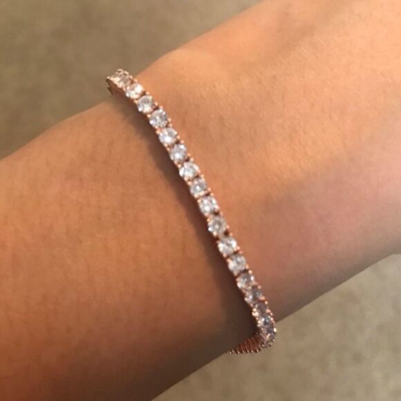Elegant Rose Gold Tennis Bracelet - Picture 4 of 7